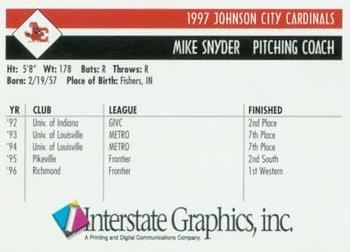 1997 Johnson City Cardinals #NNO Mike Snyder Back