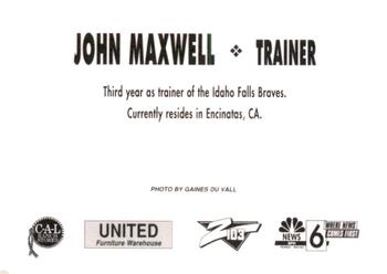1997 Idaho Falls Braves #NNO John Maxwell Back