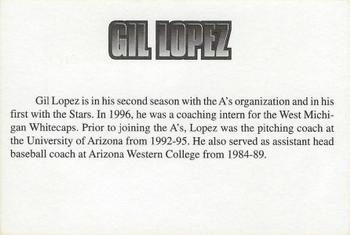 1997 Huntsville Stars #NNO Gil Lopez Back