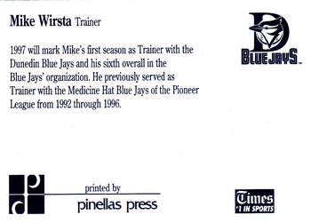 1997 Dunedin Blue Jays #31 Mike Wirsta Back