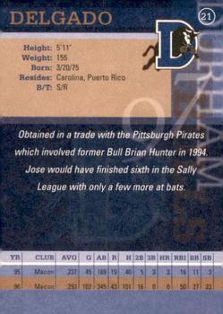 1997 Durham Bulls #21 Jose Delgado Back