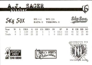1997 Colorado Springs Sky Sox All-Time Team #6 A.J. Sager Back