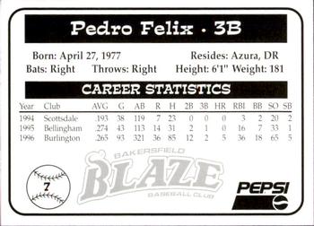 1997 Bakersfield Blaze (SGA) #7 Pedro Feliz Back