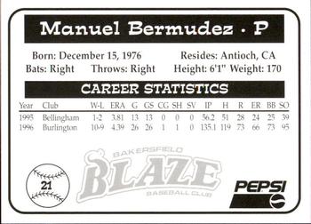 1997 Bakersfield Blaze (SGA) #21 Manuel Bermudez Back