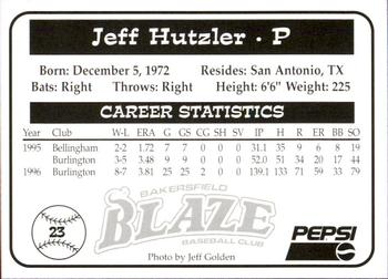1997 Bakersfield Blaze (SGA) #23 Jeff Hutzler Back