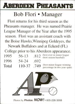 1997 Aberdeen Pheasants #NNO Bob Flori Back