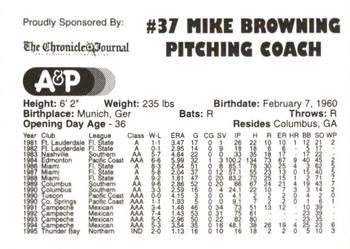 1996 Thunder Bay Whiskey Jacks #NNO Mike Browning Back
