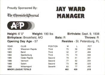 1996 Thunder Bay Whiskey Jacks #NNO Jay Ward Back
