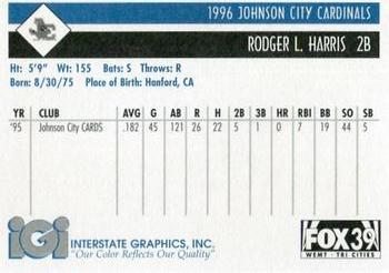 1996 Johnson City Cardinals #NNO Rodger Harris Back