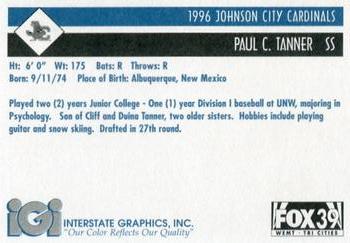 1996 Johnson City Cardinals #NNO Paul Tanner Back
