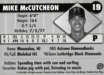 1996 HWB Honolulu Sharks #19 Mike McCutcheon Back