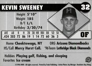 1996 HWB Honolulu Sharks #32 Kevin Sweeney Back