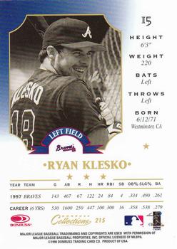 1998 Donruss Collections Leaf #215 Ryan Klesko Back