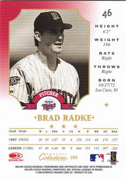 1998 Donruss Collections Leaf #245 Brad Radke Back