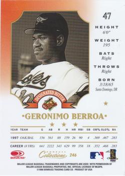 1998 Donruss Collections Leaf #246 Geronimo Berroa Back