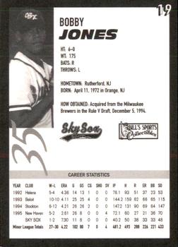 1996 Colorado Springs Sky Sox #19 Bobby Jones Back