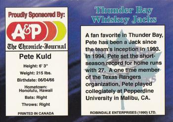 1995 R.E.L. Thunder Bay Whiskey Jacks #NNO Pete Kuld Back