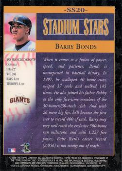 1998 Finest - Stadium Stars #SS20 Barry Bonds Back