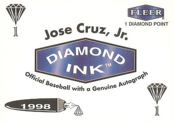 1998 Fleer Tradition - Diamond Ink 1 Point #NNO Jose Cruz, Jr. Front