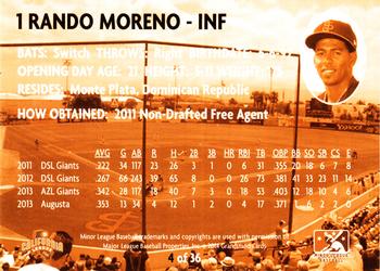 2014 Grandstand San Jose Giants #4 Rando Moreno Back