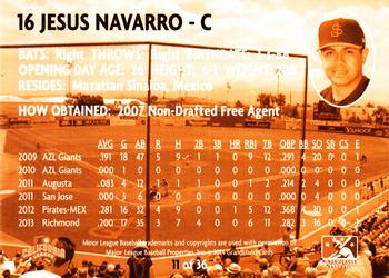 2014 Grandstand San Jose Giants #11 Jesus Navarro Back