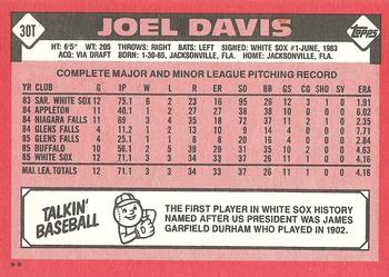 1986 Topps Traded #30T Joel Davis Back