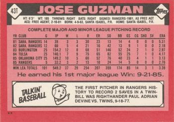 1986 Topps Traded #43T Jose Guzman Back