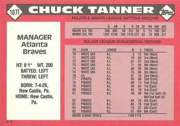 1986 Topps Traded #107T Chuck Tanner Back