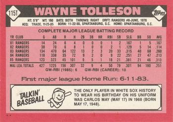 1986 Topps Traded #115T Wayne Tolleson Back