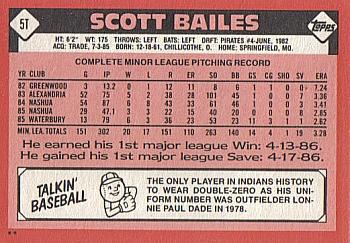 1986 Topps Traded #5T Scott Bailes Back