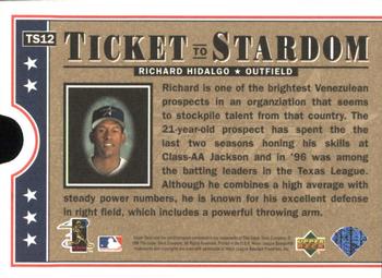 1997 Upper Deck - Ticket to Stardom #TS12 Richard Hidalgo Back