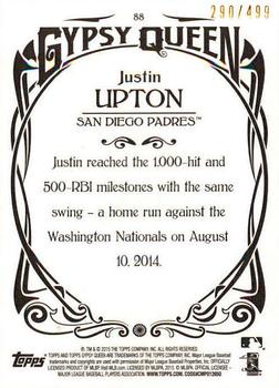2015 Topps Gypsy Queen - Paper Frame Bronze #88 Justin Upton Back