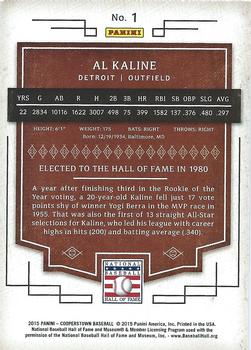 2015 Panini Cooperstown #1a Al Kaline Back