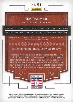 2015 Panini Cooperstown #51 Jim Palmer Back