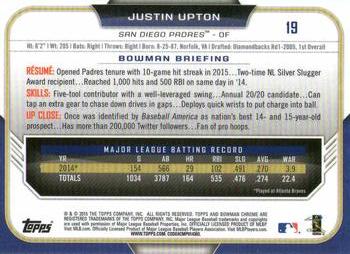 2015 Bowman Chrome #19 Justin Upton Back
