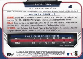 2015 Bowman Chrome #46 Lance Lynn Back