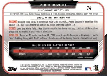 2015 Bowman Chrome #74 Zack Cozart Back