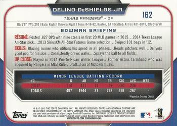 2015 Bowman Chrome #162 Delino DeShields Jr. Back