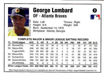 1998 Arizona Fall League Prospects - Gold #2 George Lombard Back