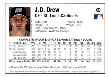 1998 Arizona Fall League Prospects - Gold #12 J.D. Drew Back
