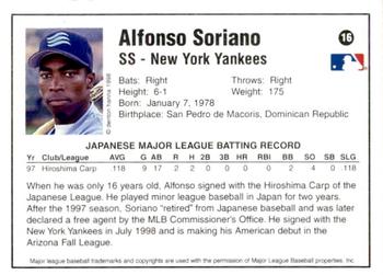 1998 Arizona Fall League Prospects - Gold #16 Alfonso Soriano Back