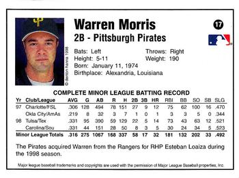 1998 Arizona Fall League Prospects - Gold #17 Warren Morris Back