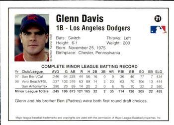 1998 Arizona Fall League Prospects - Gold #21 Glenn Davis Back