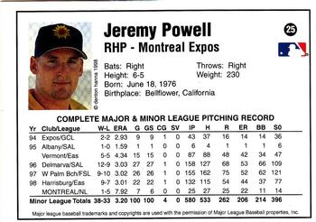 1998 Arizona Fall League Prospects - Gold #25 Jeremy Powell Back