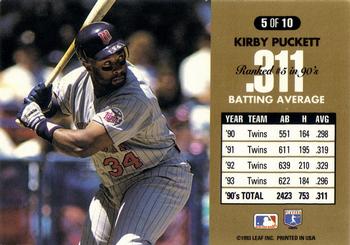 1994 Donruss - 90's Dominators: Batting Average #5 Kirby Puckett  Back