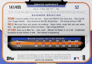 2015 Bowman - Silver #52 David Wright Back