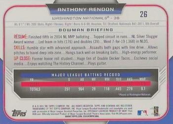 2015 Bowman - Silver Ice #26 Anthony Rendon Back