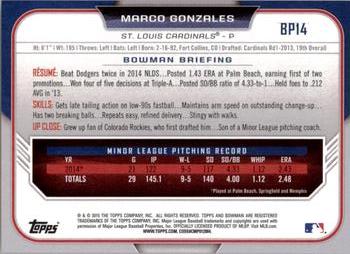 2015 Bowman - Prospects #BP14 Marco Gonzales Back