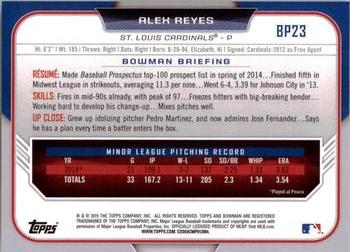2015 Bowman - Prospects #BP23 Alex Reyes Back