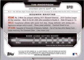 2015 Bowman - Prospects #BP81 Tim Anderson Back